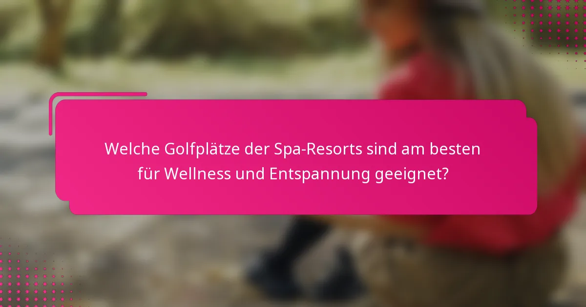 Welche Golfplätze der Spa-Resorts sind am besten für Wellness und Entspannung geeignet?