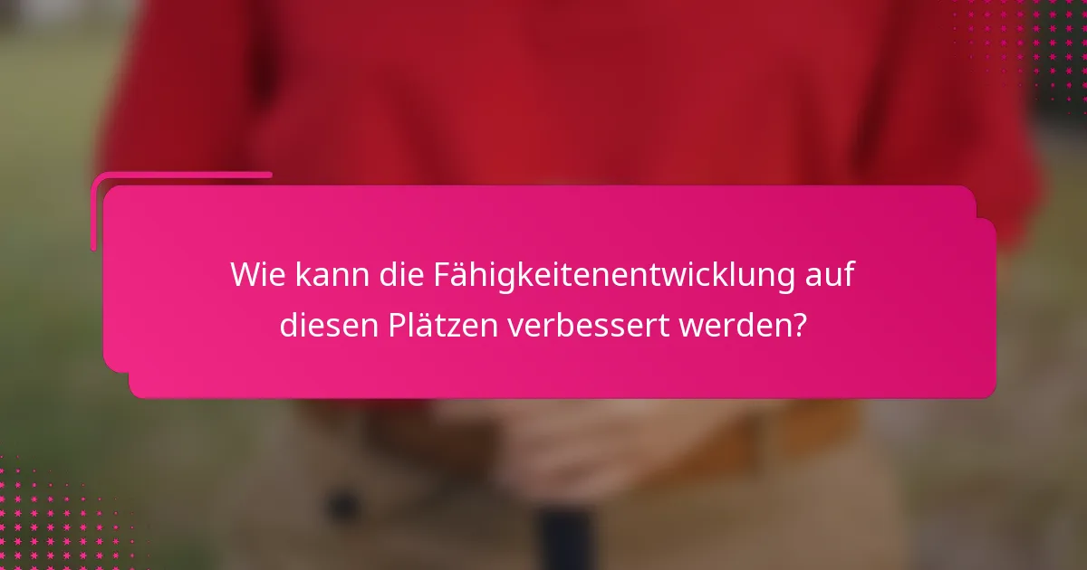Wie kann die Fähigkeitenentwicklung auf diesen Plätzen verbessert werden?